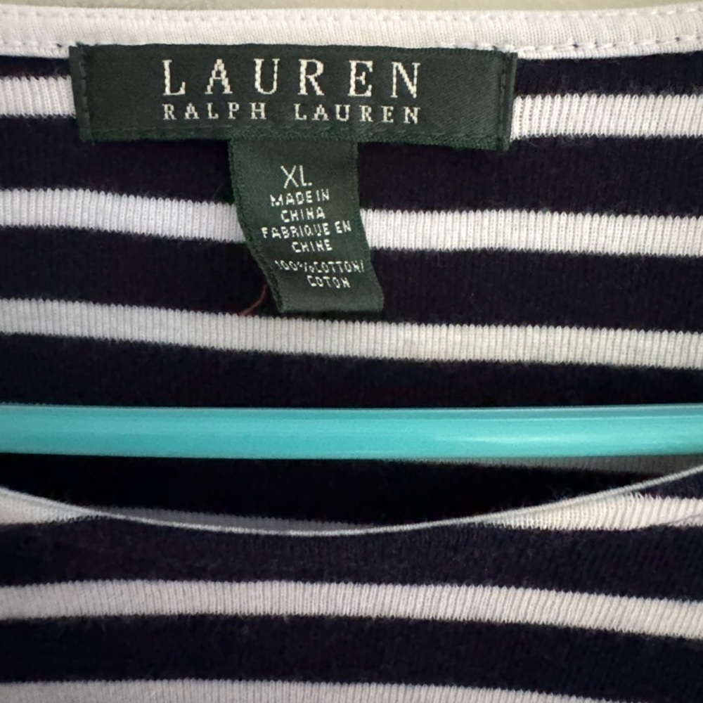 Ralph Lauren Navy and White Striped Long Sleeve Top size XL - Picture 3 of 4